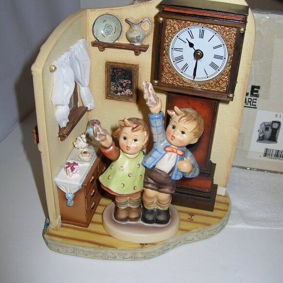 GRANDFATHER CLOCK  Hummelscape w/Box & AUF WIEDERSEHEN Figurine #153/0 TMK5 RARE - Picture 1 of 11
